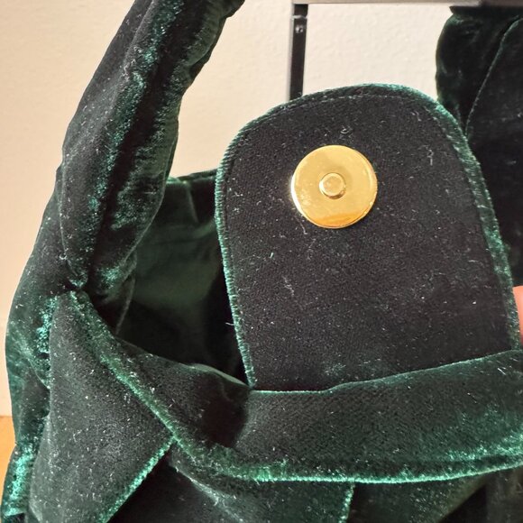 J.Crew Velvet Double Knot Handbag Old Forest Emerald Green NWOT - Picture 4 of 10
